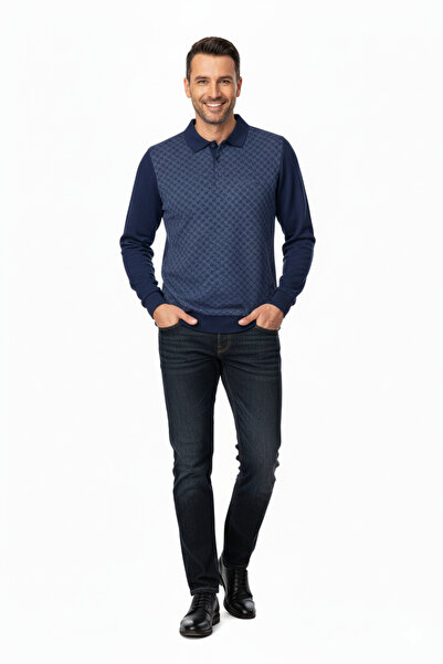 Oppland Men's Winter Sweater Cotton Buttoned Polo Collar Pocket Long Sleeve C...