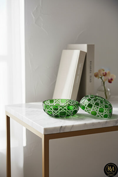 Kristal Market حامل مناديل وشموع زخرفي صغير الحجم مصنوع يدويًا من الكريستال