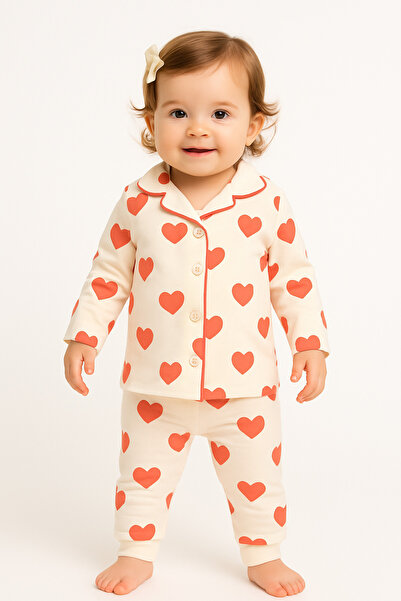 mia mia Kalpli Pamuklu Kız Bebek Pijama Takımı