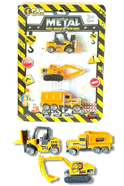 tmtoysandmore Inşaat Seti Metal Beton Mikseri Kepçe Yol Düzeltici Mini Oyuncak