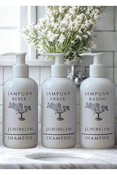 junibeliw 3lü Set Beyaz Plastik Şişe BOŞ Erkek Şampuan Kadın Şampuan Bebek Şa...