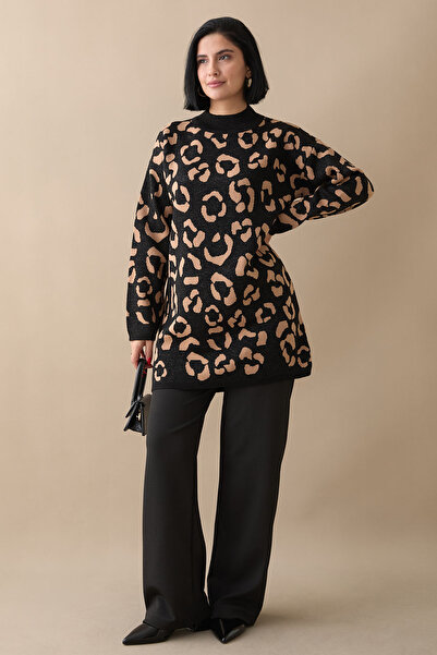 InStyle Black Glitter Patterned Knitwear Sweater