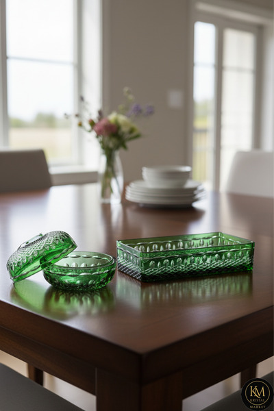 Kristal Market El Yapımı Kristal Baton Dekoratif Kase Sofra Dekoratif Sunum S...