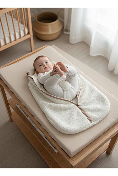 Kuarks Winter Baby Sleeping Bag 100% Cotton Combed Cotton Lined Plush Baby Sleeping Bag Newborn 0-6 Months