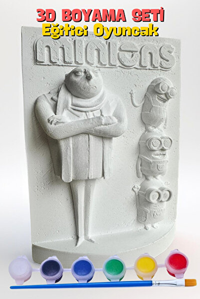 Craft3D Atölye Minyonlar ve Gru (15 Cm Boyunda) Beton/taş/figür/büst Boyama S...