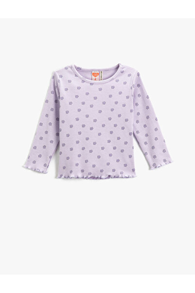 Koton Tricou cu mânecă lungă florală cu gât rotund