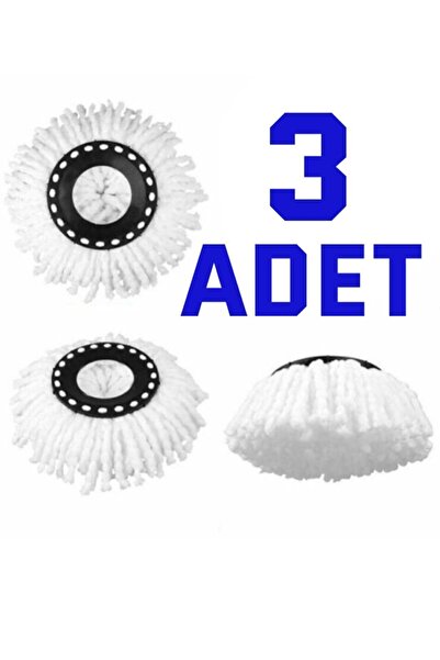Elefan Döner Başlıklı Mop Yedeği 3 Lü Set Mikrofiber Döner Paspas Yedek
