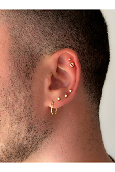 KURSHUNI Top (Taşsız 2mm), 14KAltın Kıkırdak Küpe/Piercing (TEK Satılır) Bar Uzunluğu:6,5 mm