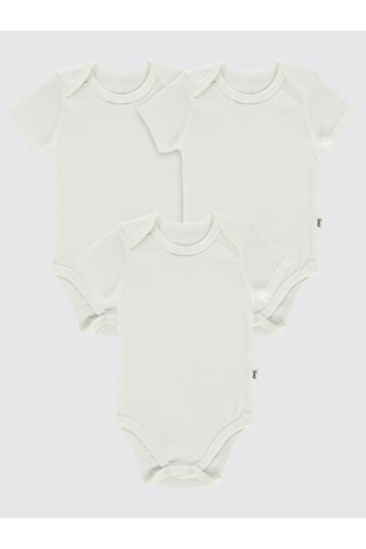 Civil Baby Body cu mânecă scurtă, simplu, 3 piese, 3-9 luni, cu capse - Alb, ...