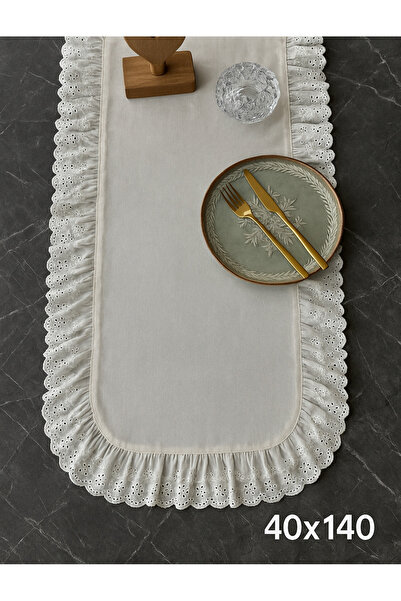 Belomia Home Collection Keten Fisto Fırfır Detaylı Oval Runner (40-140cm)