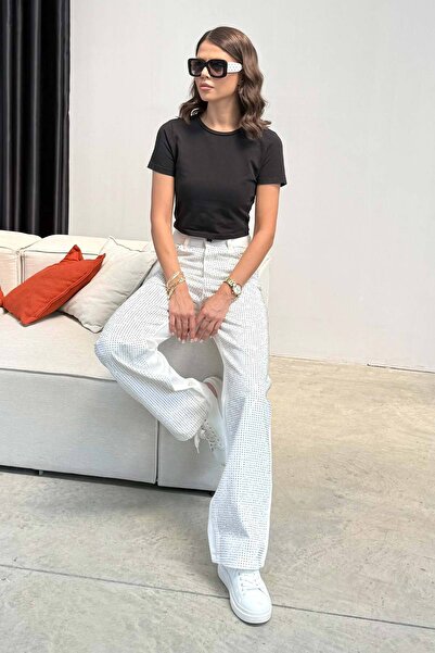 Melike Tatar Taşlı Gabardin Pantolon 32-3506-1