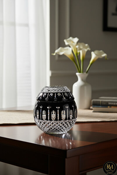 Kristal Market El Yapımı Kristal Kesme Desen Büyük Dekoratif Peçetelik Mumluk