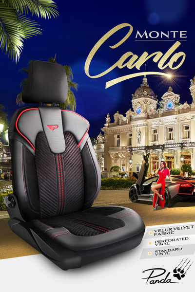 Panda Kılıf Panda Monte Carlo Series Velour Velvet Fabric Car Seat Cover - Full Set