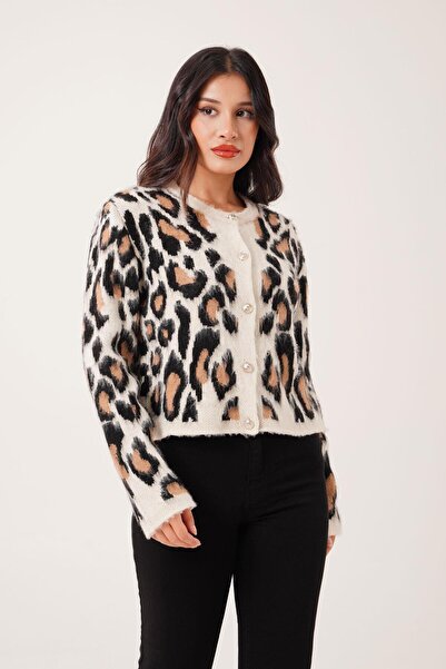 Hipo Trend Трикотажний кардиган з леопардовим принтом і ґудзиками