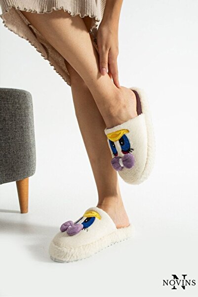 STOCON Cute Bowknot Duffy Duck Figured Embroidered Non-Slip Sole House Slippers Stc1167