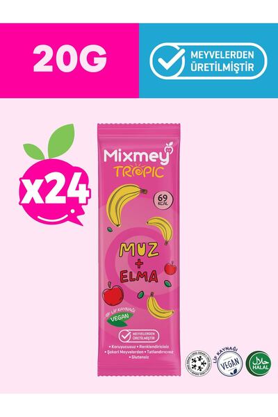 mixmey Muz Meyve Barı 24 Adet | Sağlıklı Atıştırmalıklar – Vegan, Glutensiz, ...
