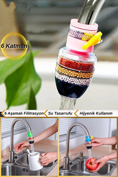 Hane Dostu 6 Katmanlı Musluk Başlığı | Filtreli Su Tasarruflu Hijyenik Musluk...