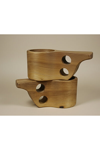 SUR AHŞAP EPOKSİ 2 Adet Ceviz Ağacından El Yapımı Organik Kuksa Bardak 11*8 cm