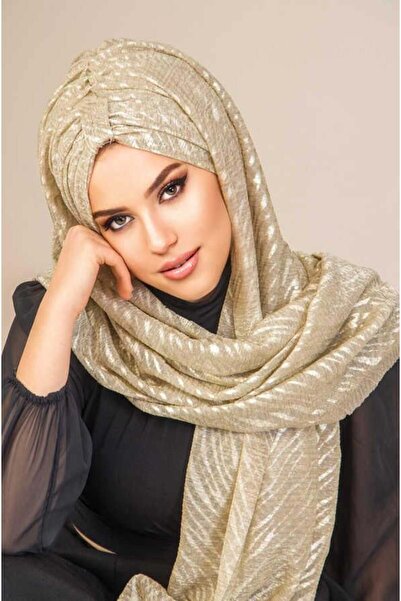 Aişe tesettür Gold Burning Lace Ready Shawl
