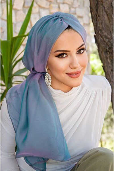 Aişe tesettür Turquoise Lilac Janjan Chiffon Buckle Bonnet