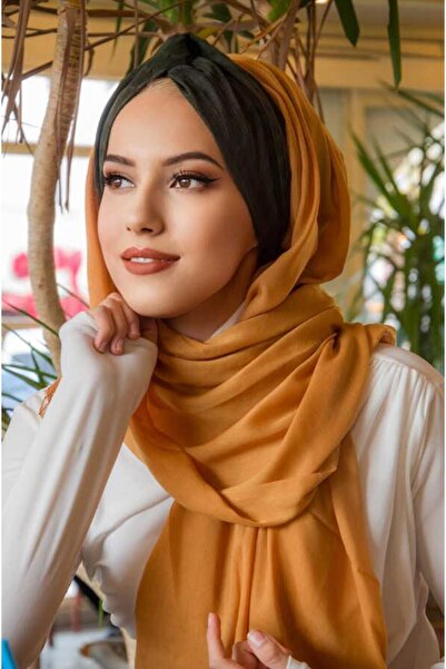 Aişe tesettür Buff Khaki Pattern Twist Ready Shawl