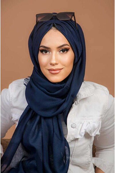 Aişe tesettür Έτοιμο σάλι με κορδόνι σε μπλε ναυτικό χρώμα