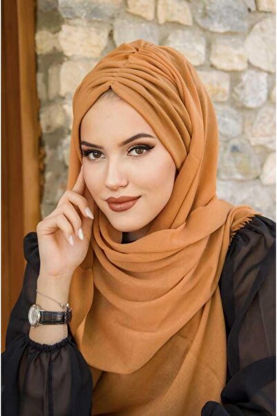 Aişe tesettür Έτοιμο σάλι με κορδόνια Camel