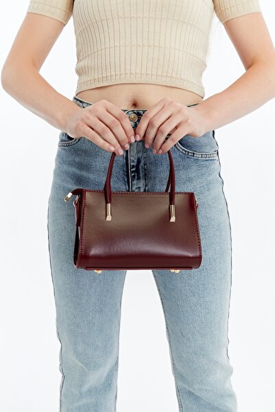 Ensar Çanta حقيبة يد وكتف صغيرة نسائية باللون العنابي - أنيقة، عالية الجودة، ...