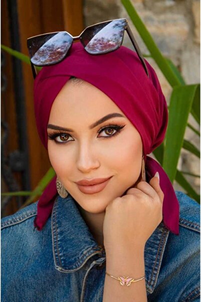 Aişe tesettür Bordo Çapraz Deniz - Havuz Deniz Bonesi