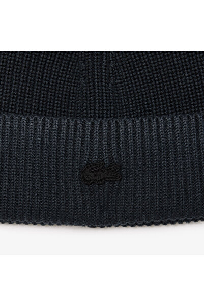Lacoste Unisex Organic Cotton Black Beanie
