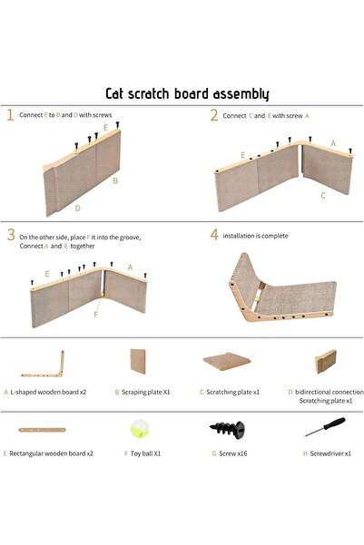 VELORA Cat Scratching Board with Toy Ball – Medium 18.9 Inch L-Shaped Scratcher for Indoor Cats