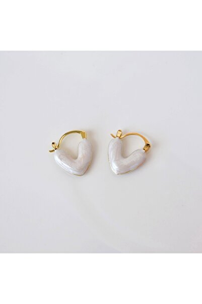 Heppii Heart Patterned White Earrings