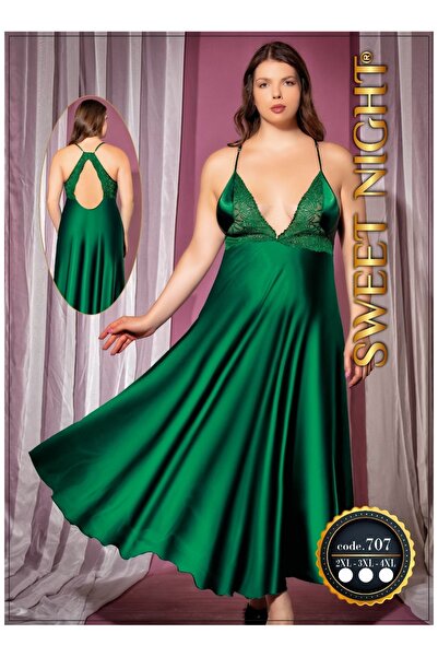 SATTENS Battal Large Size Satin Nightgown 4XL Large Size Women's Nightgown Long Size