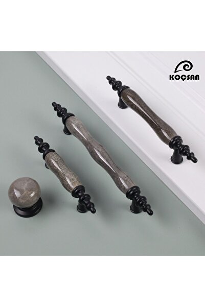 KOÇSAN Asos Gri 64 mm Porselen Kulp Lüks Country Mutfak Mobilya Dolap Çekmece...