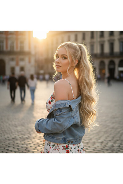 Mina Peruk Bağlamalı Dalgalı At Kuyruğu - Kumral Beyaz Platin Röfleli