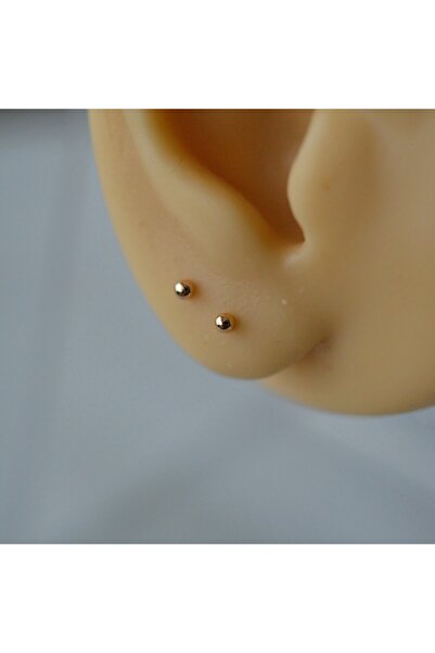 Heppii Çelik Rose Gold Top Küpe 2 mm Çift