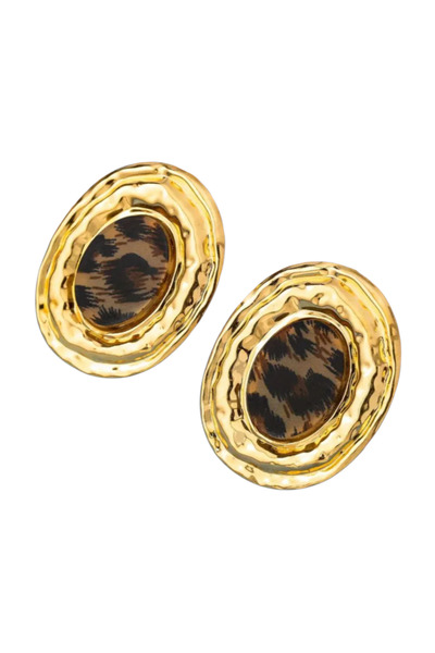 maia Leopard Pattern Oval Earrings