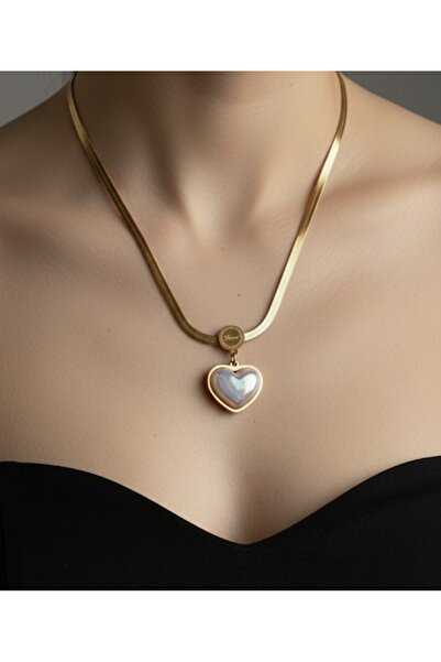 TuceT Collection Çelik Set Kalpli Kolye ve Bileklik 2li