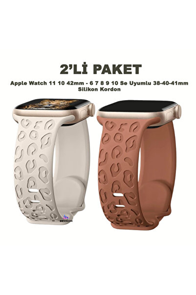 Dexmon Apple Watch 11 10 42mm – 6 7 8 9 Se Uyumlu 38-40-41mm Leopar Desenli 2...