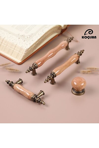 KOÇSAN Asos Kahve 96 mm Porselen Kulp Lüks Country Mutfak Mobilya Dolap Çekme...