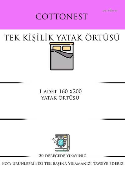 Cottonest Tek Kişilik Yatak Örtüsü Saçaklı