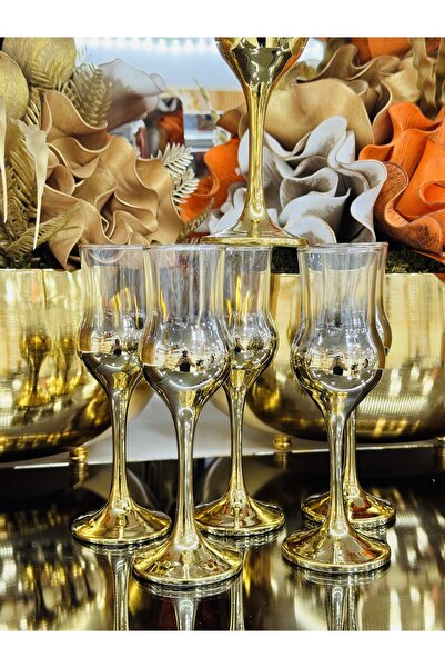 EVRA 6’Lı Titanyum Altın Kahve Yanı Su Bardağı