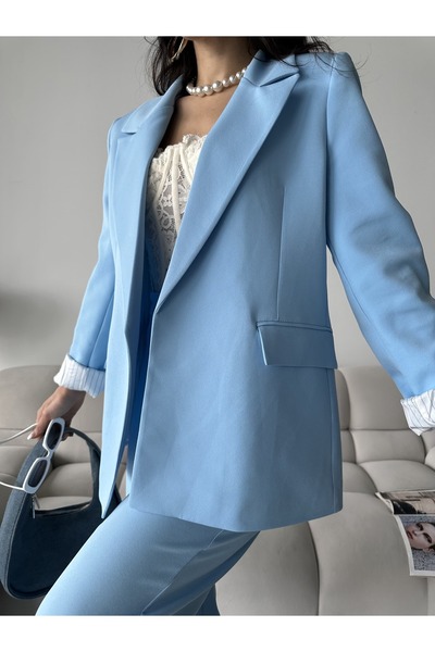 MYGİYİMİSTANBUL Blazer Jacket Set pantaloni cu picioare largi
