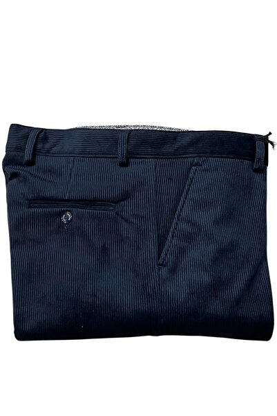 BugıStar BÜYÜK BEDEN (58-60) LACİVERT POLARLI KADİFE RAHAT KALIP BABA PANTOLONU