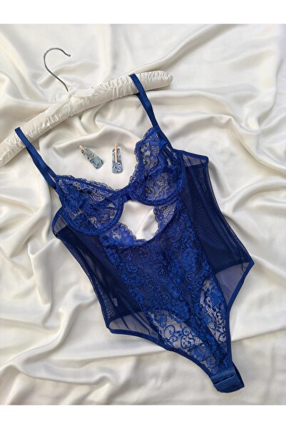 İNKO İÇ GİYİM Dantelli Balenli Transparan Altı Çıtçıtlı Bodysuit