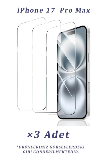 Glazef 3 ADET iPhone 17 Pro Max Uyumlu Temperli Cam Ekran Koruyucu Kırılmaz C...