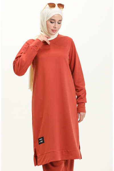 sefamerve Dvoustrunková tunika a kalhoty v cihlové barvě - 0044-08