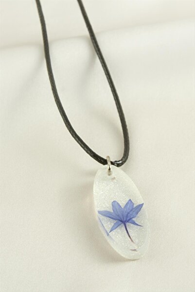 OSENSE قلادة بيضاوية الشكل من الإيبوكسي على شكل زهرة البركة