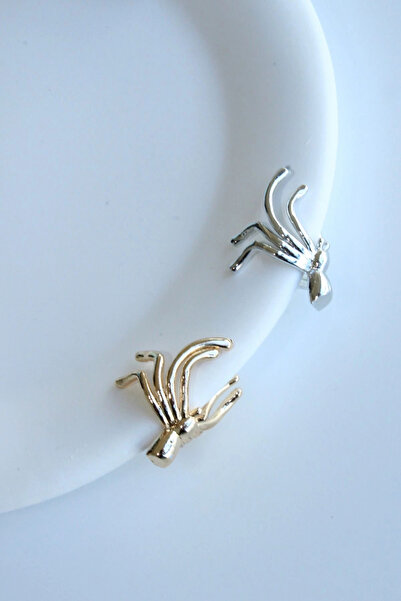 Leo'Stone Örümcek Tasarım Kadın Sıkıştırmalı Earcuff Kıkırdak Küpe