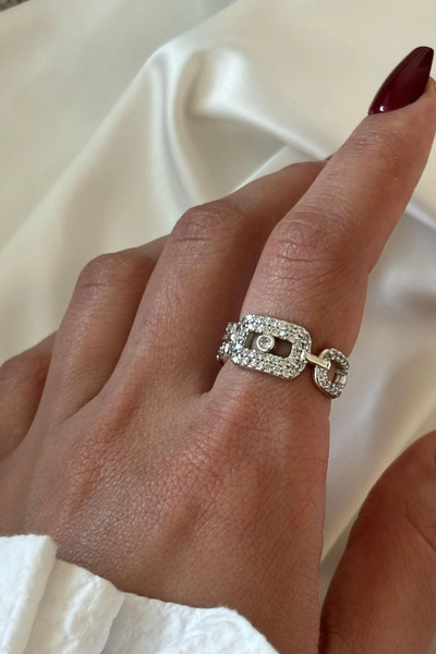 Leo'Stone القطع الناقص تصميم نقطة حجر واحد قابل للتعديل خاتم المرأة